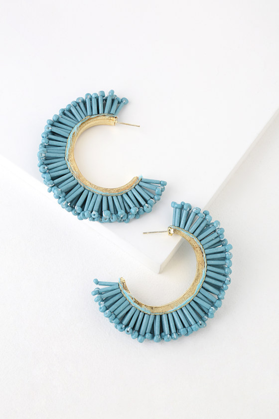 Exquisite Turquoise Beaded Earrings 1