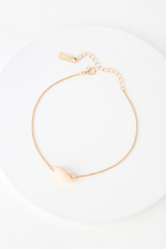 Shimmering Sea Gold Cowrie Shell Anklet 2