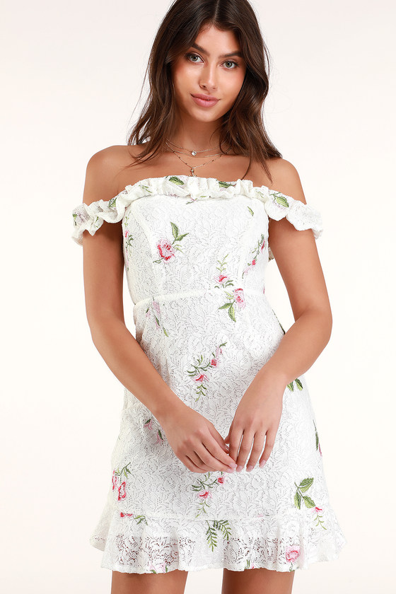 white lace embroidered dress