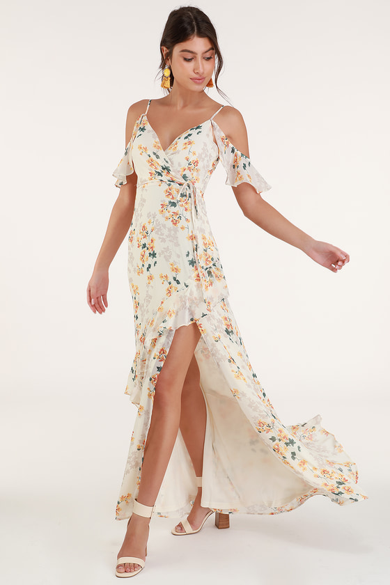 cream chiffon maxi dress