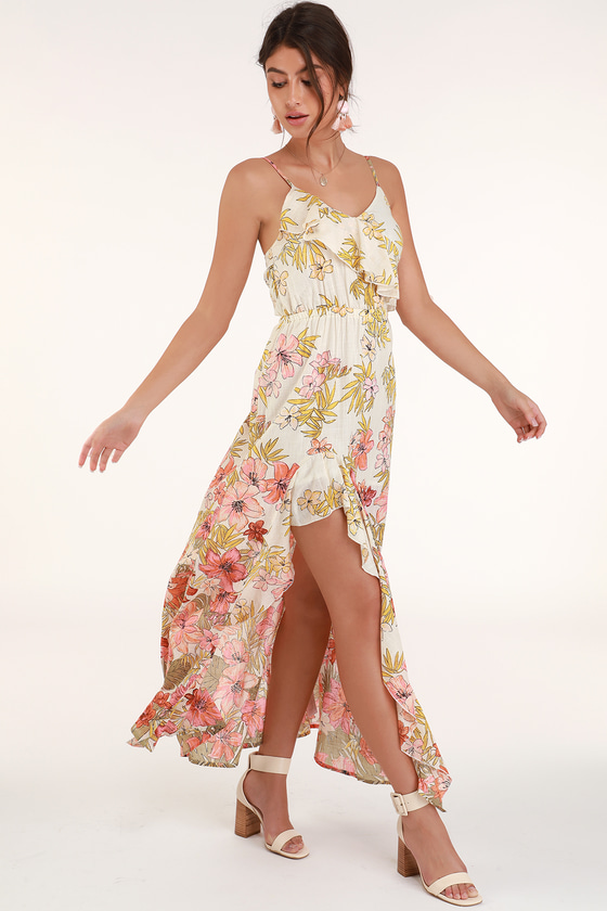 Billabong Hot Nights - Beige Floral Print Dress - Maxi Dress - Lulus
