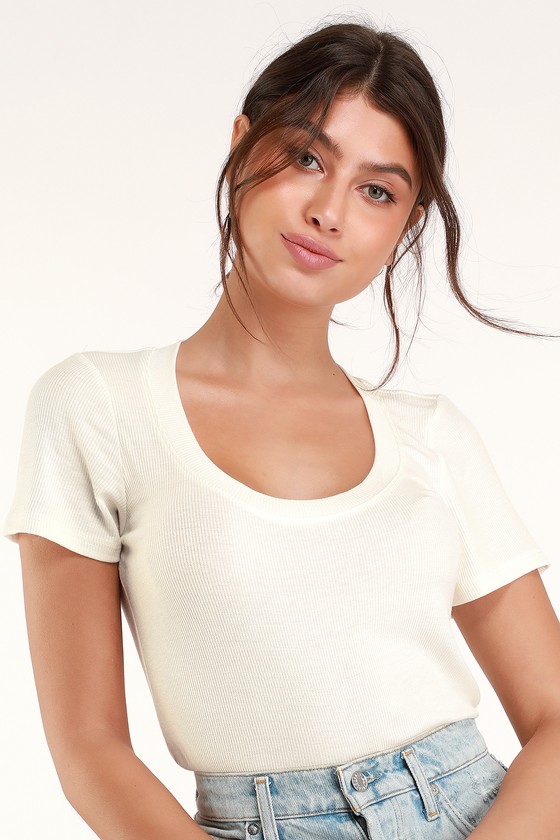 Project Social T Hold Me Close - Ivory Tee - Ivory Scoop Neck Tee - Lulus