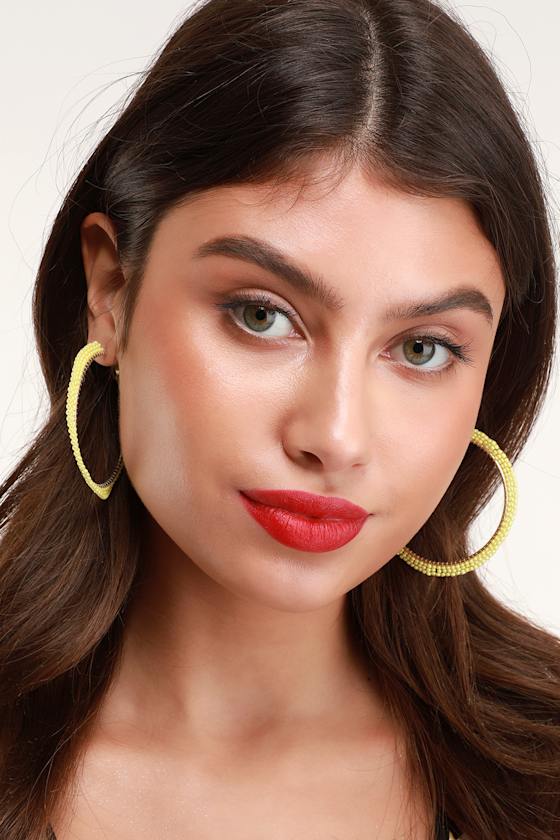 Cute Yellow Earrings Yellow Beaded Earrings Bright Earrings Lulus