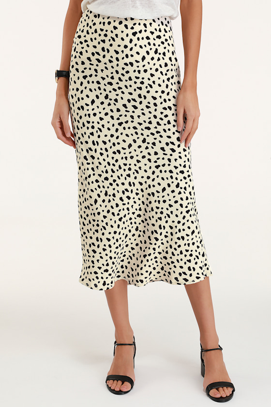 Raichel Beige Leopard Print Midi Skirt 2