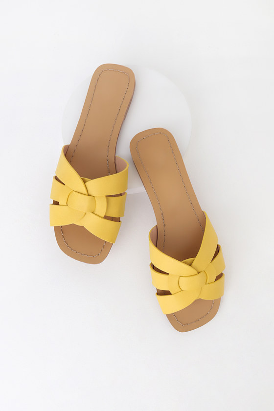 Cute Yellow SlideOn Sandals Slide Sandals Yellow Sandals Lulus