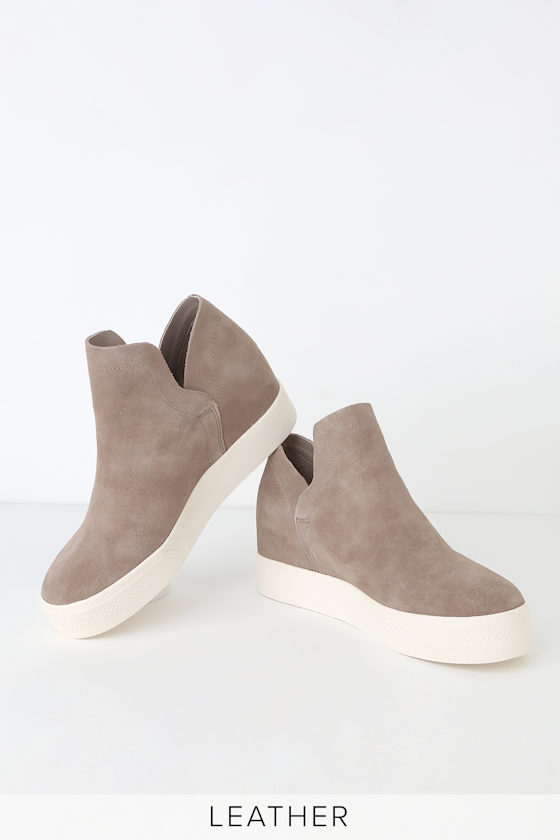 Wrangle Taupe Suede Wedge Sneakers 1