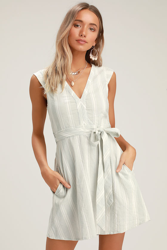 Jamyson Grey Striped Sleeveless Dress 1