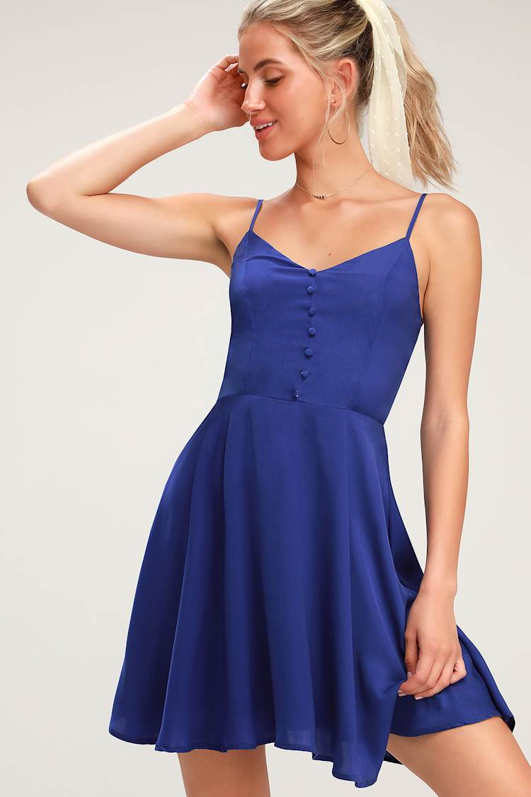 electric blue skater dress Glimmer Modest Midi in Dusty Blue XLarge main image 0
