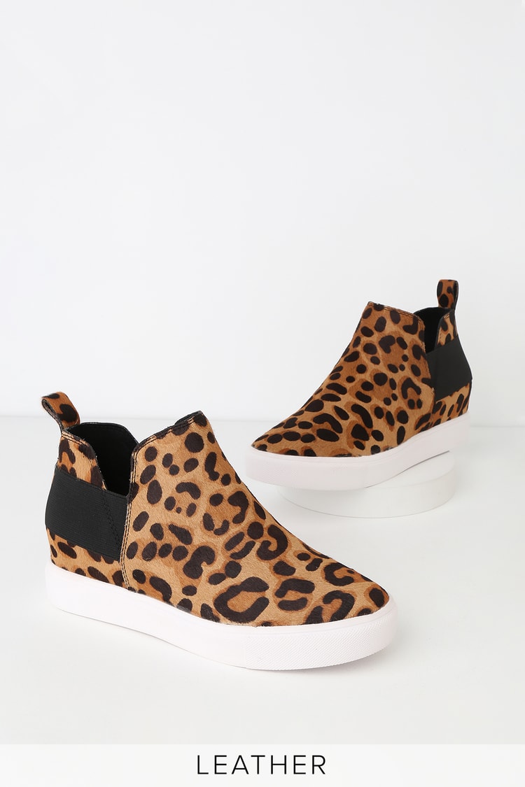 Steve Madden Leopard Shoes - Wedge Sneakers - Leather Shoes Lulus