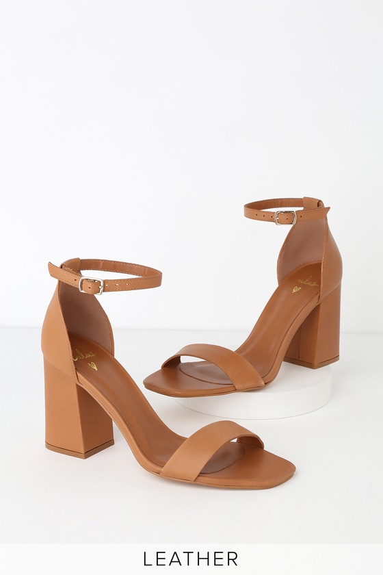 cognac ankle strap heels