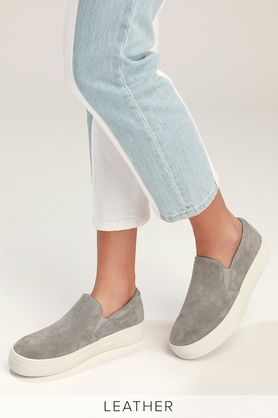 Gills Grey Suede Leather Flatform Sneakers 9
