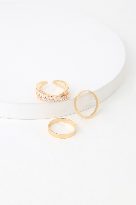 Cute Gold Ring Set Rhinestone Ring Set Gold Rings