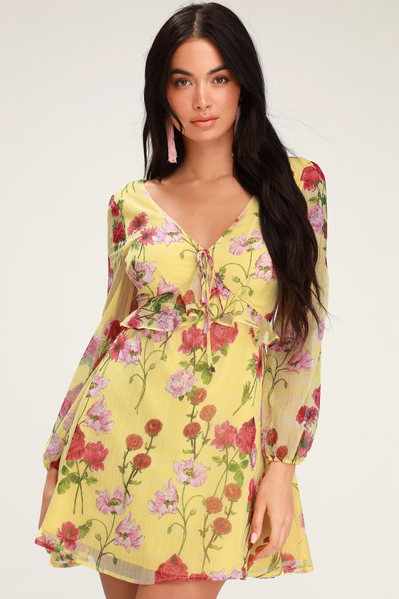 yellow and pink floral dress