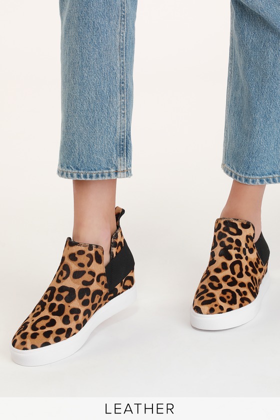 steve madden leopard wedge sneakers