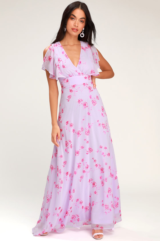 Pretty Lavender Maxi Dress - Flutter Sleeve Dress - Purple Gown - Lulus