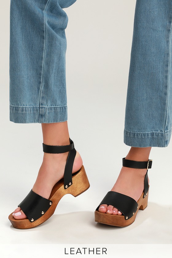 black clog sandals heels
