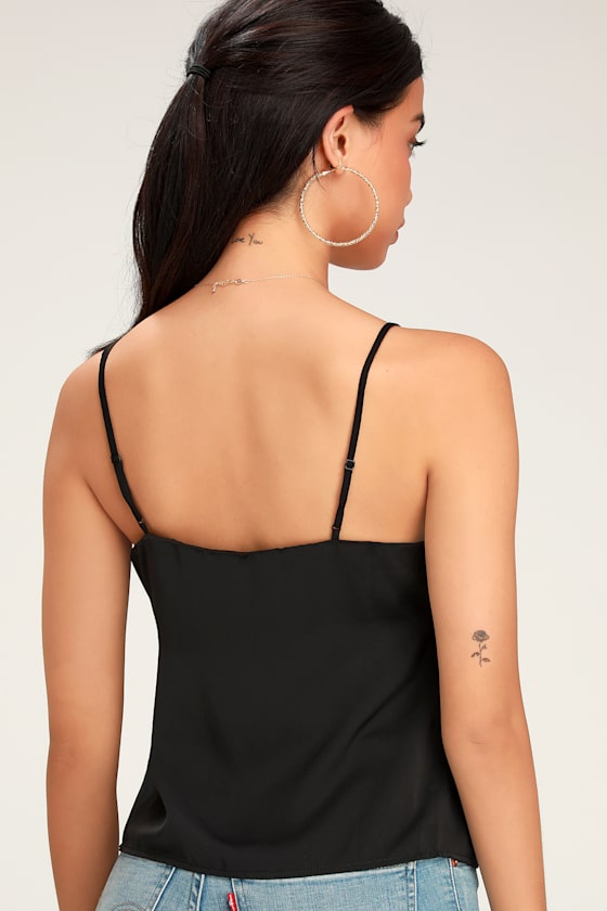 Lissie Black Satin Sleeveless Wrap Top 4