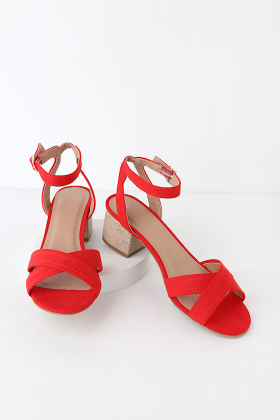 Ariana Red Suede High Heel Sandals 2