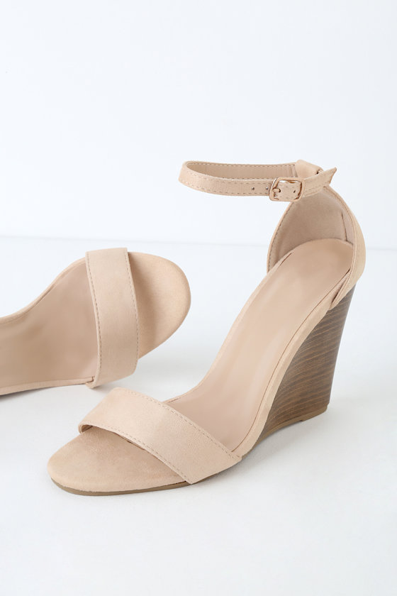 Ramona Beige Suede Wedge Sandals 1