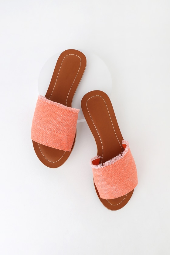Cute Orange Sandals - Orange Flat Sandals - Metallic Sandals - Lulus
