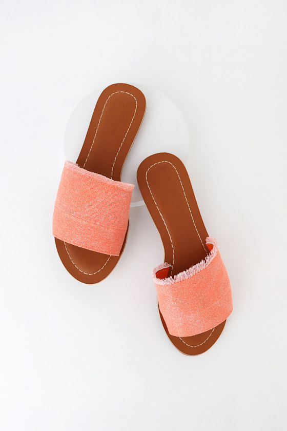 Cheri Orange Metallic Slide Sandals 5