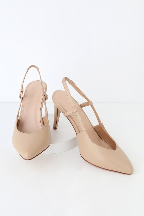 nude sling back pumps