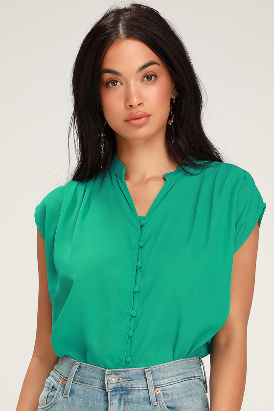 one shoulder green top