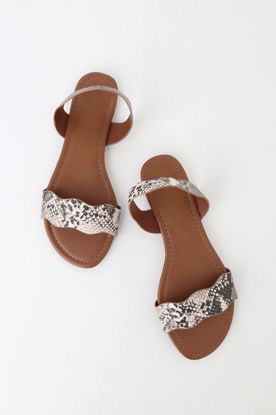 Cute Snake Sandals - Slingback Sandals - Flat Slingback Sandals - Lulus