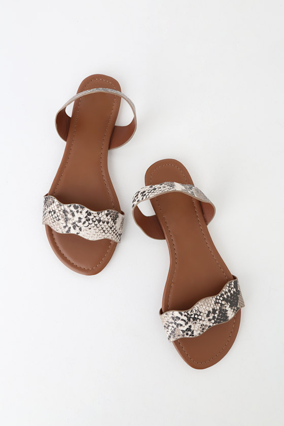 Snake Floral Print Slingback Flat Sandal main image 0