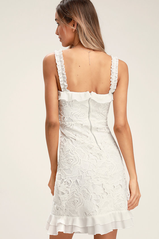 Deep In Love White Ruffled Lace Dress 4