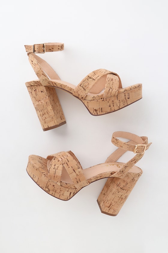 cork platform heels