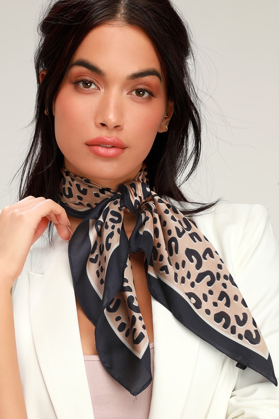 Leopard print silk scarf