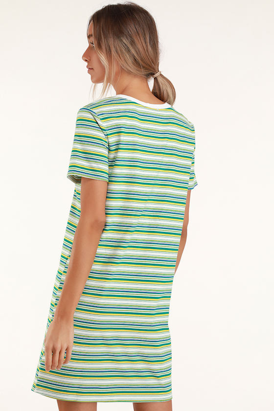 Binx Green Striped Short Sleeve Shirt Dress 5