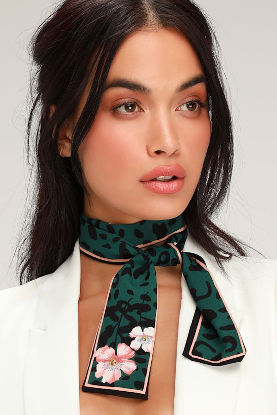 Cute Leopard Print Scarf Thin Scarf Hair Scarf Green Scarf Lulus
