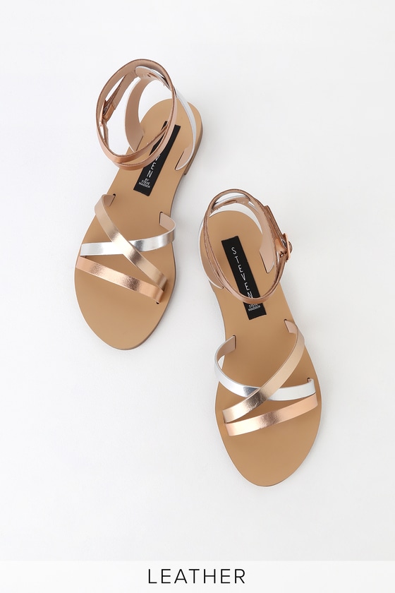 Steven by Steve Madden Matas - Metallic Sandals - Leather Sandals - Lulus