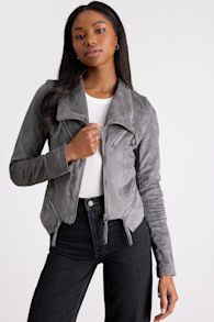 Ready For Anything Charcoal Grey Suede Moto Jacket 1
