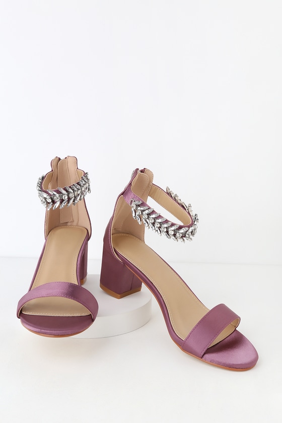 Lovely Pink Satin Shoes Rhinestone Heels Ankle Strap Heels Lulus