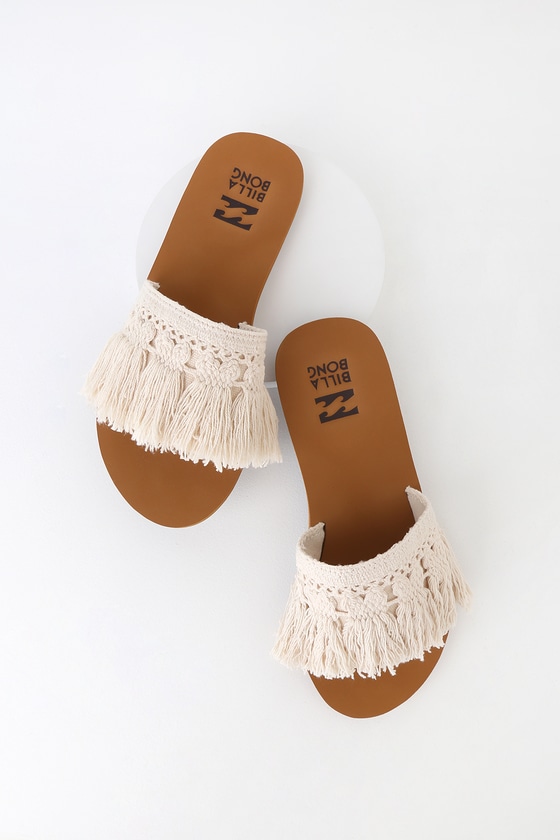 tassel slide sandals