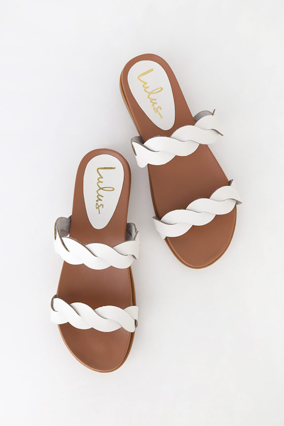 Monica White Slide Sandals 3