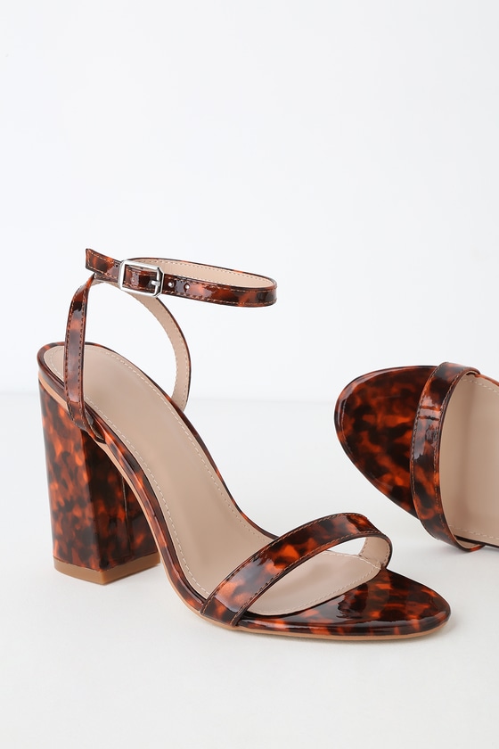 Doheny Tortoise Shell Patent Ankle Strap Heels