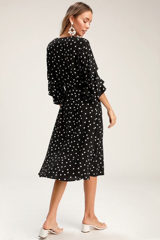 lulus polka dot long sleeve midi dress