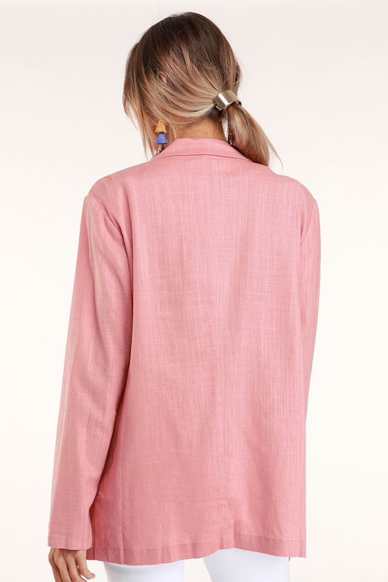 Vacay Everyday Blush Pink Woven Blazer 1