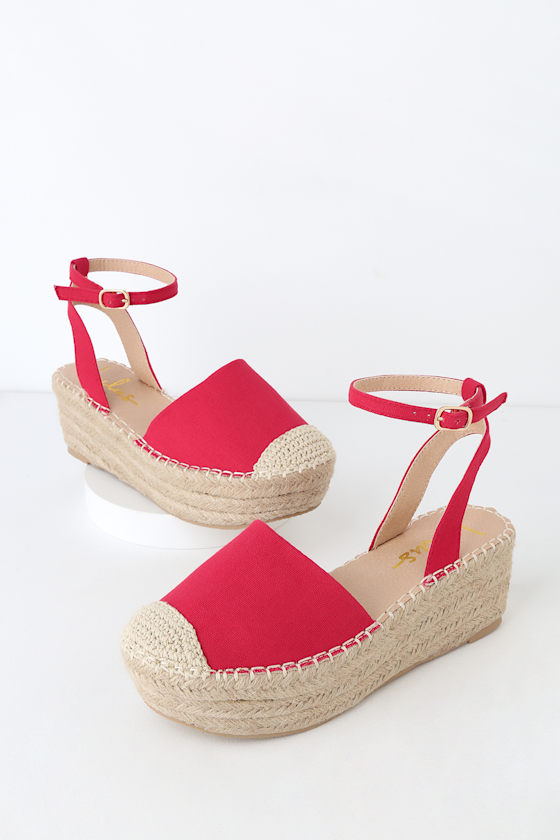 Red Espadrilles Flatform Shoes Red Flat Espadrilles Lulus