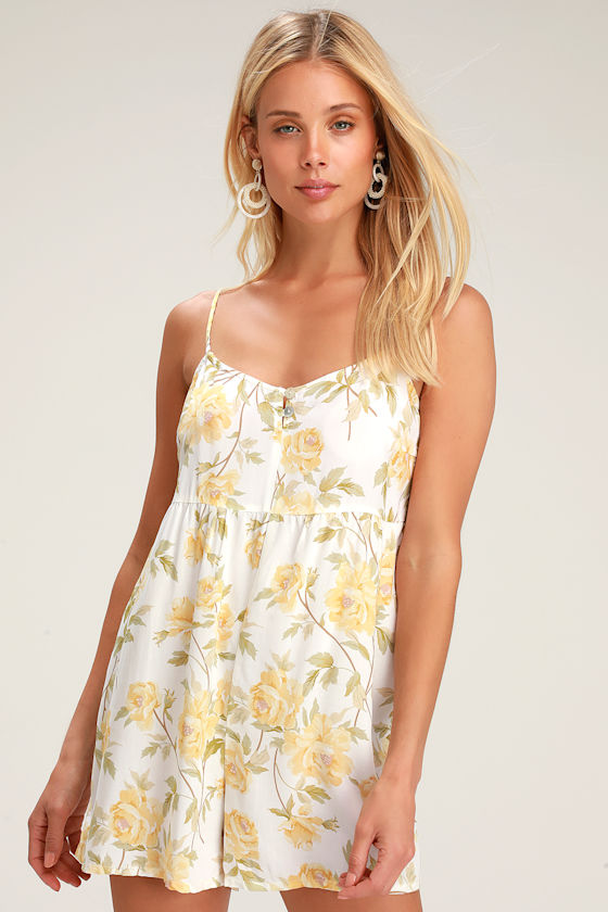 Sienna White and Yellow Floral Print Romper 3