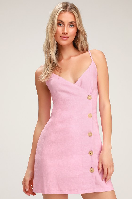 Lulus x LUSH Mini Dress - Pink Mini Dress - Button Front Dress