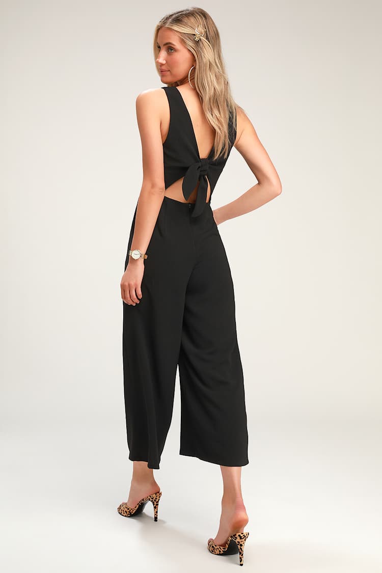 Chic Black Jumpsuit - Tie-Back Jumpsuit - Culotte Jumpsuit - Lulus