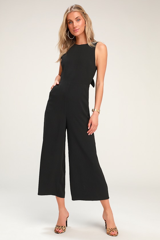 Tied and True Black Tie-Back Culotte Jumpsuit 1