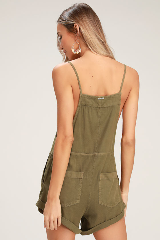 Billabong Wild Pursuit Olive Green Overalls Short Overalls