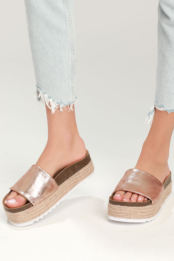 flatform espadrille sliders