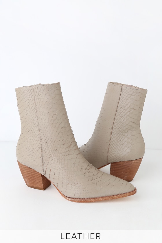 ivory snakeskin booties